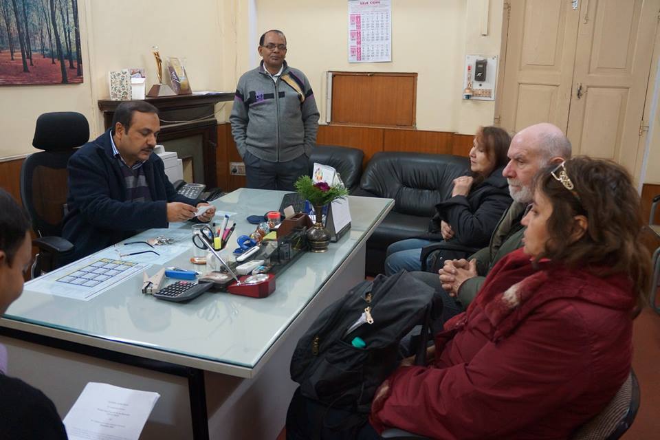 Meeting RSUH students (Artem Slepnev) and teachers (I.Gazieva, Dr.Guzel Strelkova (MSU) at the The English and Foreign Languages University (EFLU) in Lucknow, 19, January, 2015