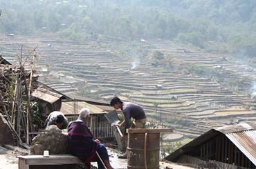 February, 2015. Khonoma Village, Nagaland, North-East India  Khonoma Village is surrounded by beautiful paddy fields. 